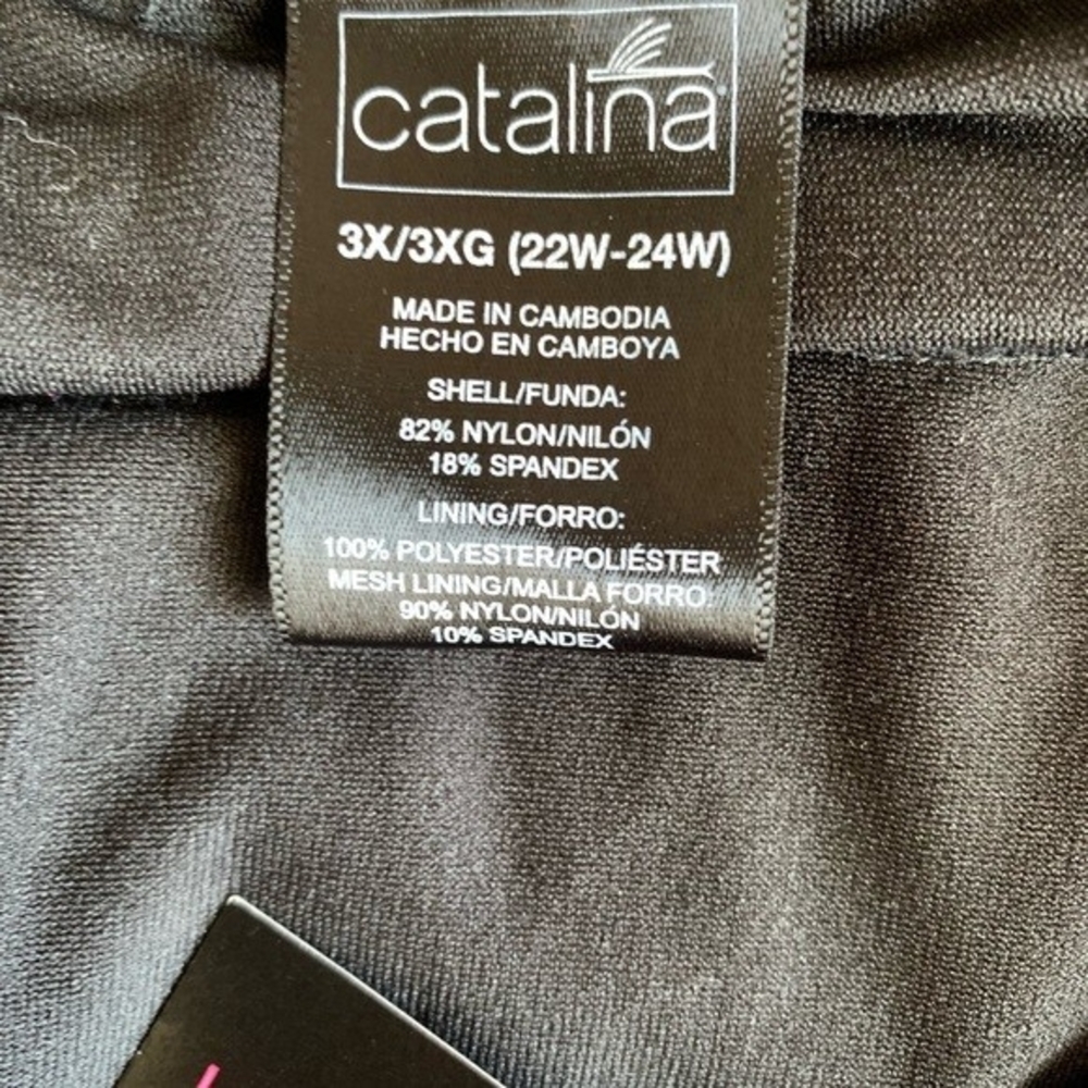 CATALINA Womens Swim Top 3X Bandeau Tank Black Multicolor Ruffle Gold Accent NWT - Picture 8 of 9
